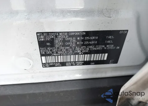 2024 Toyota Rav4 Hybrid Xle Premium from USA, damaged, VIN JTMB6RFV1RD143317